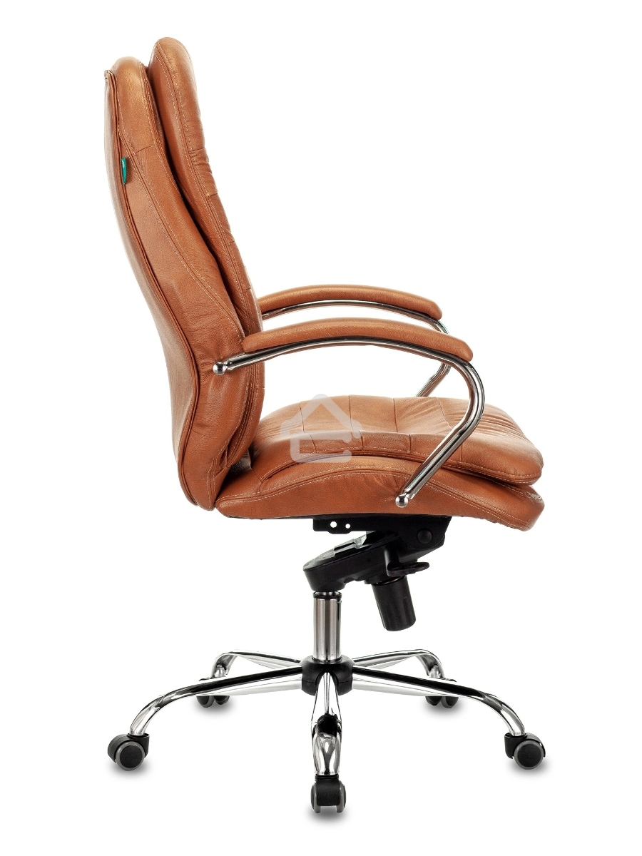 Кресло руководителя Бюрократ T-9950 Leather Ontano рыжий, кожа, крестовина хром