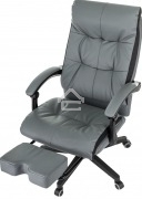 Кресло руководителя Бюрократ CH-824MSG-BF серый, эко.кожа/ткань, крестов. пластик, подст. для ног