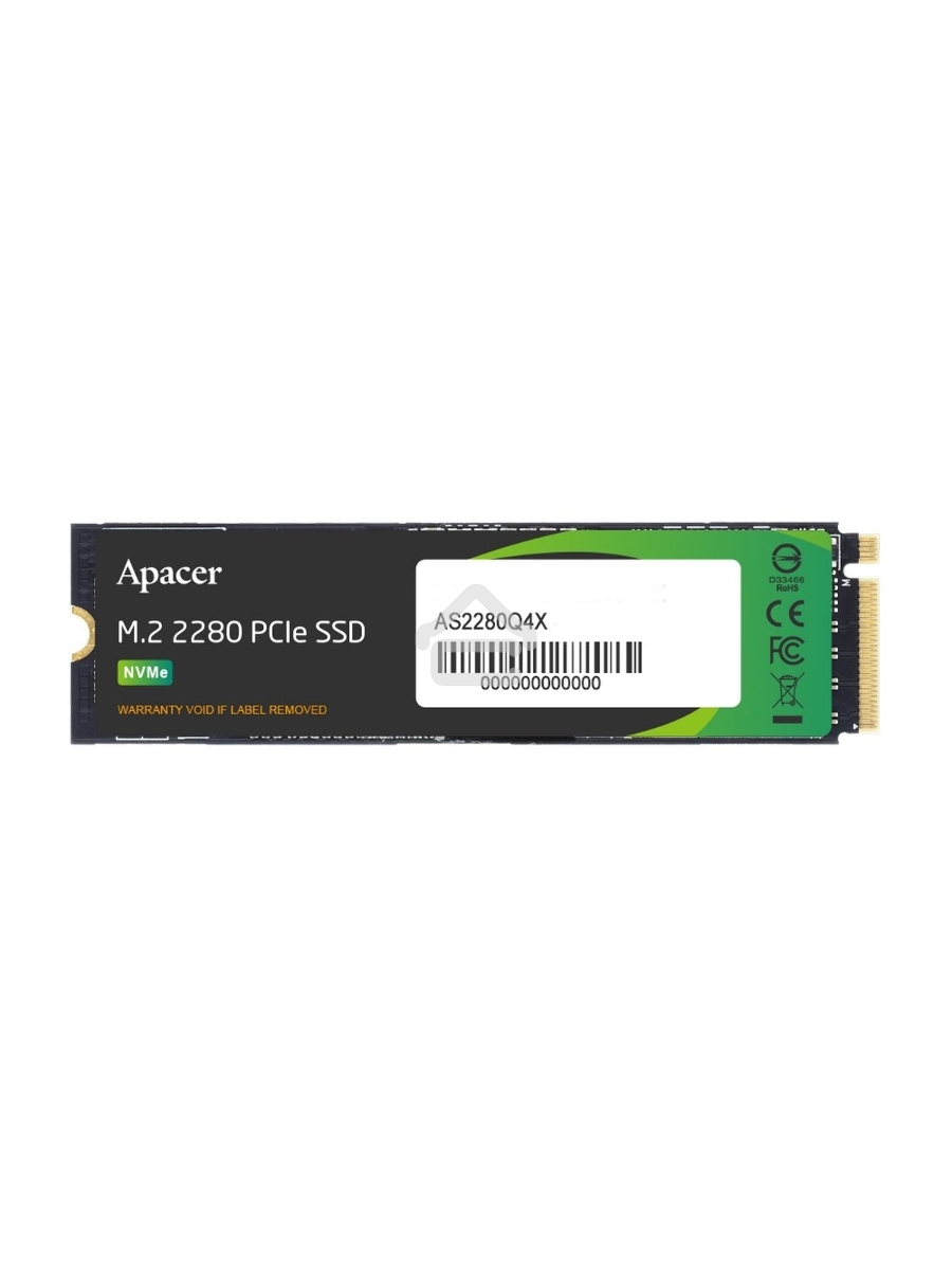 Накопитель SSD Apacer AS2280Q4X, 512Gb, M.2 2280, PCIe 4.0 x4, NVMe, R/W 4500/2500, с радиатором