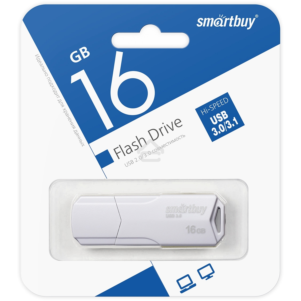 Флешка USB R/W SmartBuy R/W 16GB CLUE White (SB16GBCLU-W)