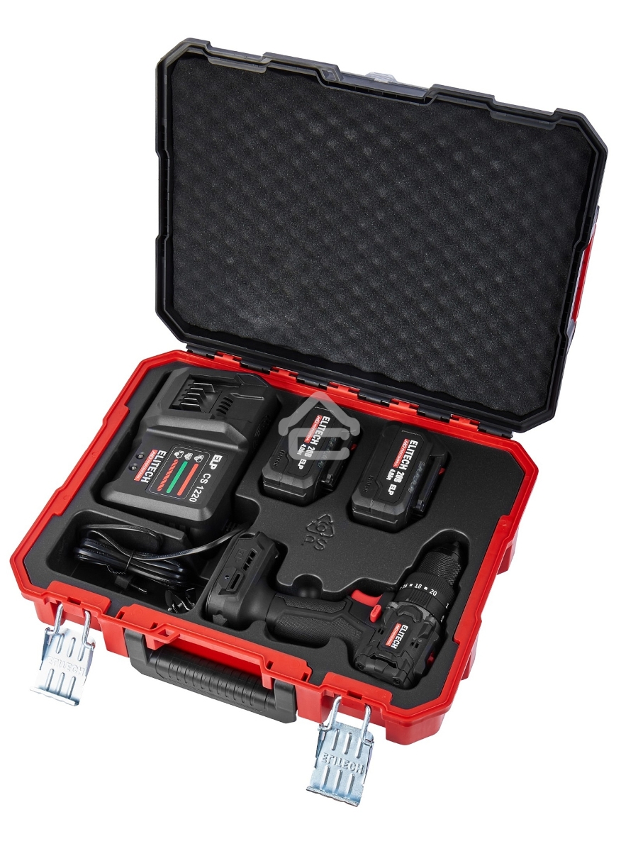 Дрель-шуруповерт Elitech CD 20ISL2 (E2201.041.02) 80Вт аккум. патрон:быстрозажимной (кейс в комплекте) (205723)