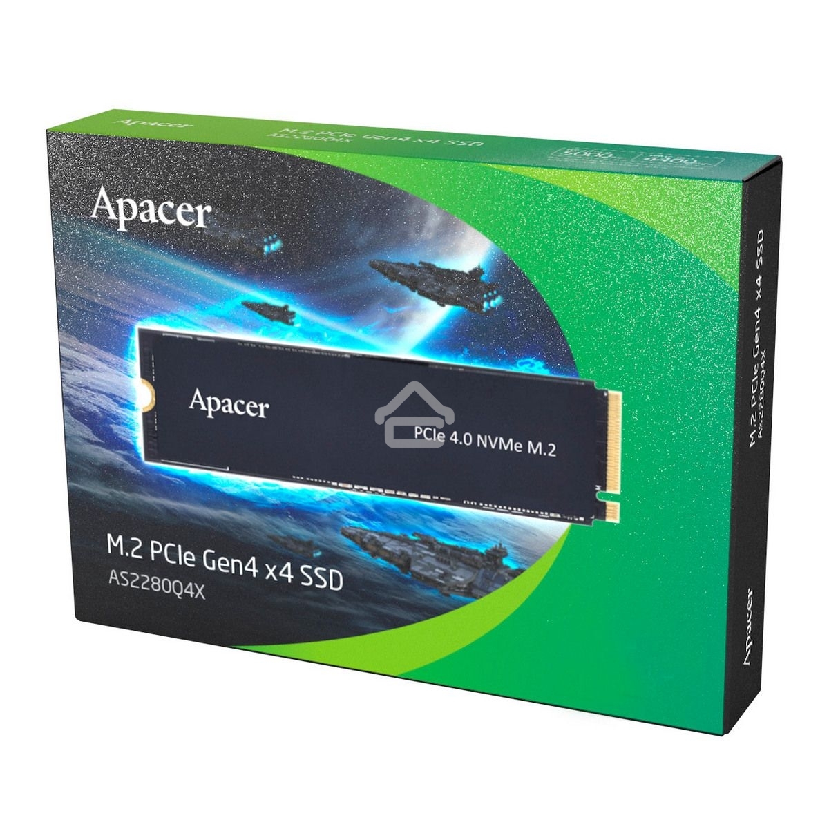 Накопитель SSD Apacer AS2280Q4X, 512Gb, M.2 2280, PCIe 4.0 x4, NVMe, R/W 4500/2500, с радиатором