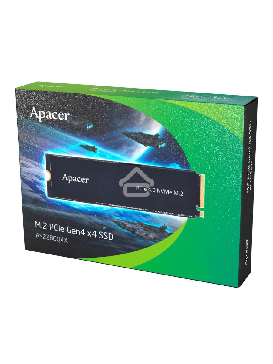 Накопитель SSD Apacer AS2280Q4X, 512Gb, M.2 2280, PCIe 4.0 x4, NVMe, R/W 4500/2500, с радиатором