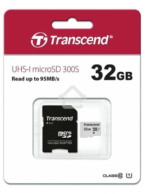 Флеш карта Micro SecureDigital 32Gb Transcend TS32GUSD300S-A  {MicroSDHC Class 10 UHS-I, SD adapter}