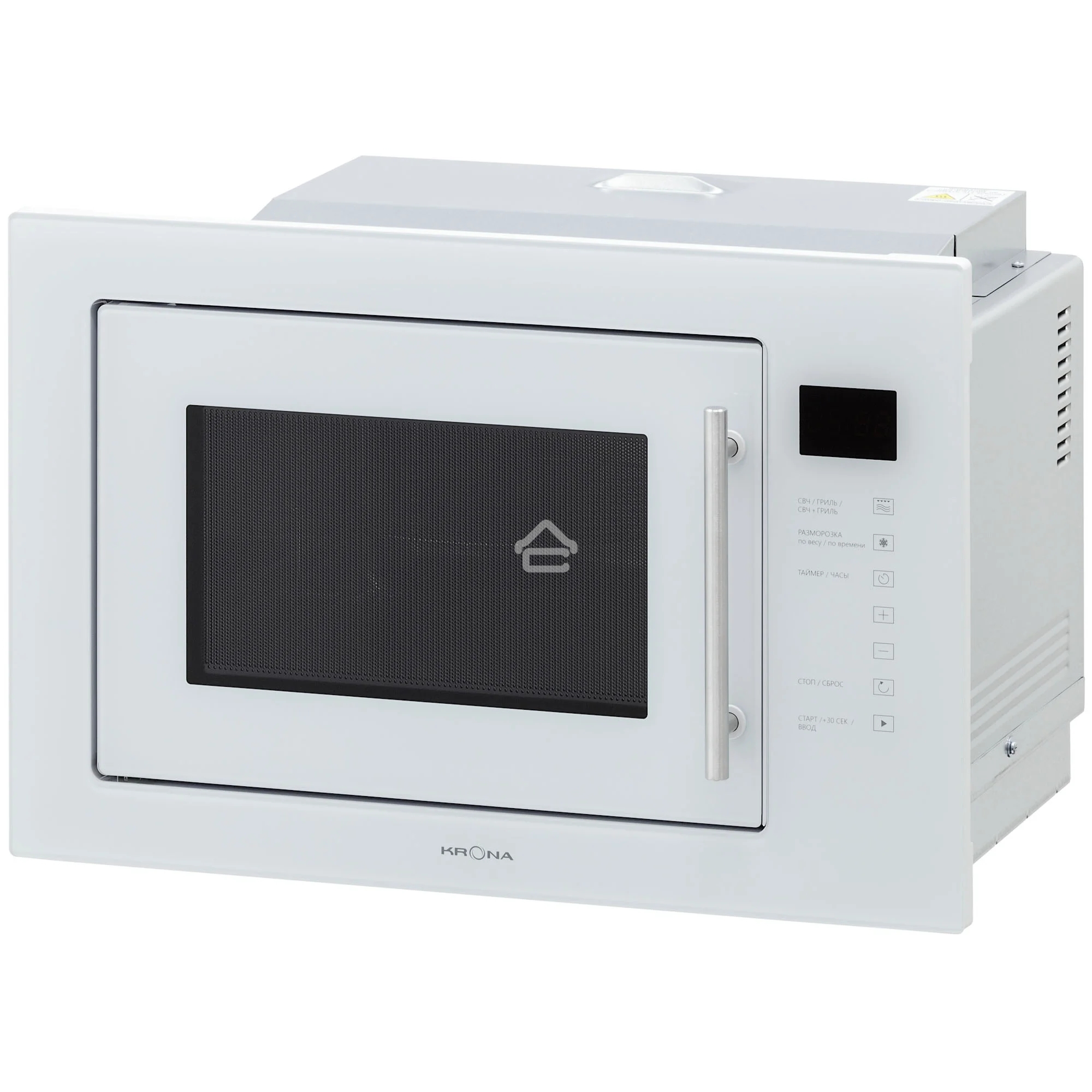 Микроволновая печь встраиваемая Krona RIFLESSO 60 WH V2 белое стекло, 25 л, 900 Вт, переключатели - сенсор
