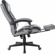 Кресло руководителя Бюрократ CH-824MSG-BF серый, эко.кожа/ткань, крестов. пластик, подст. для ног