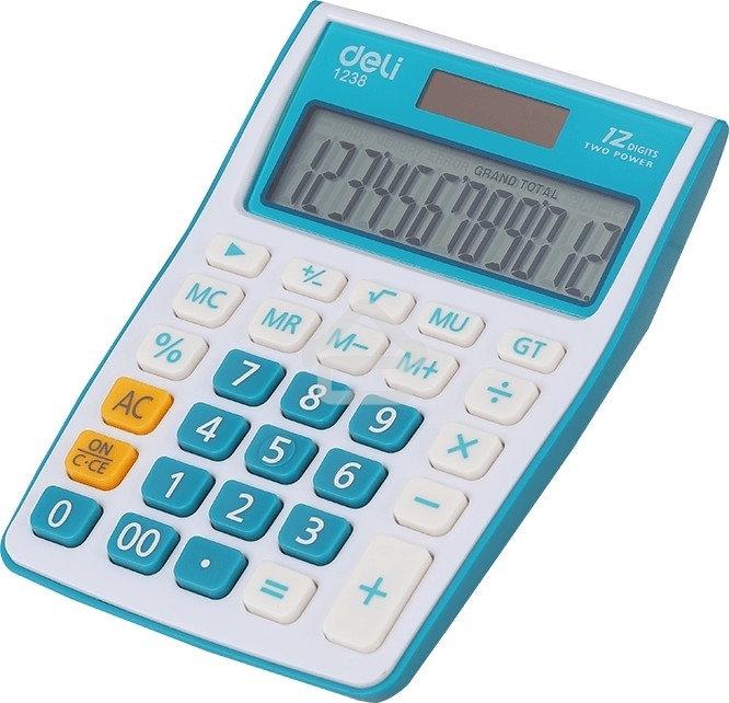 Калькулятор настольный Deli E1238/BLUE синий 12-разр.