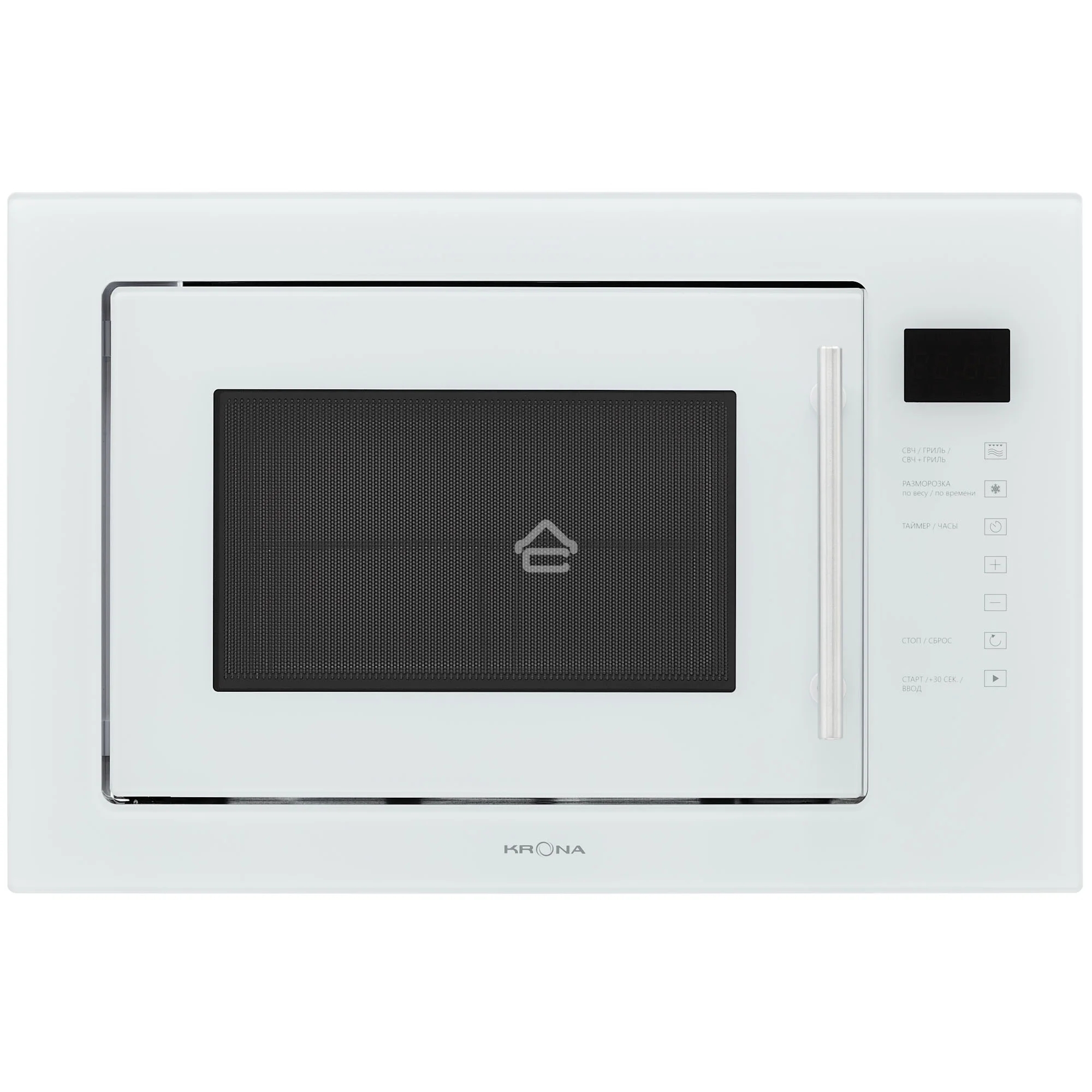 Микроволновая печь встраиваемая Krona RIFLESSO 60 WH V2 белое стекло, 25 л, 900 Вт, переключатели - сенсор