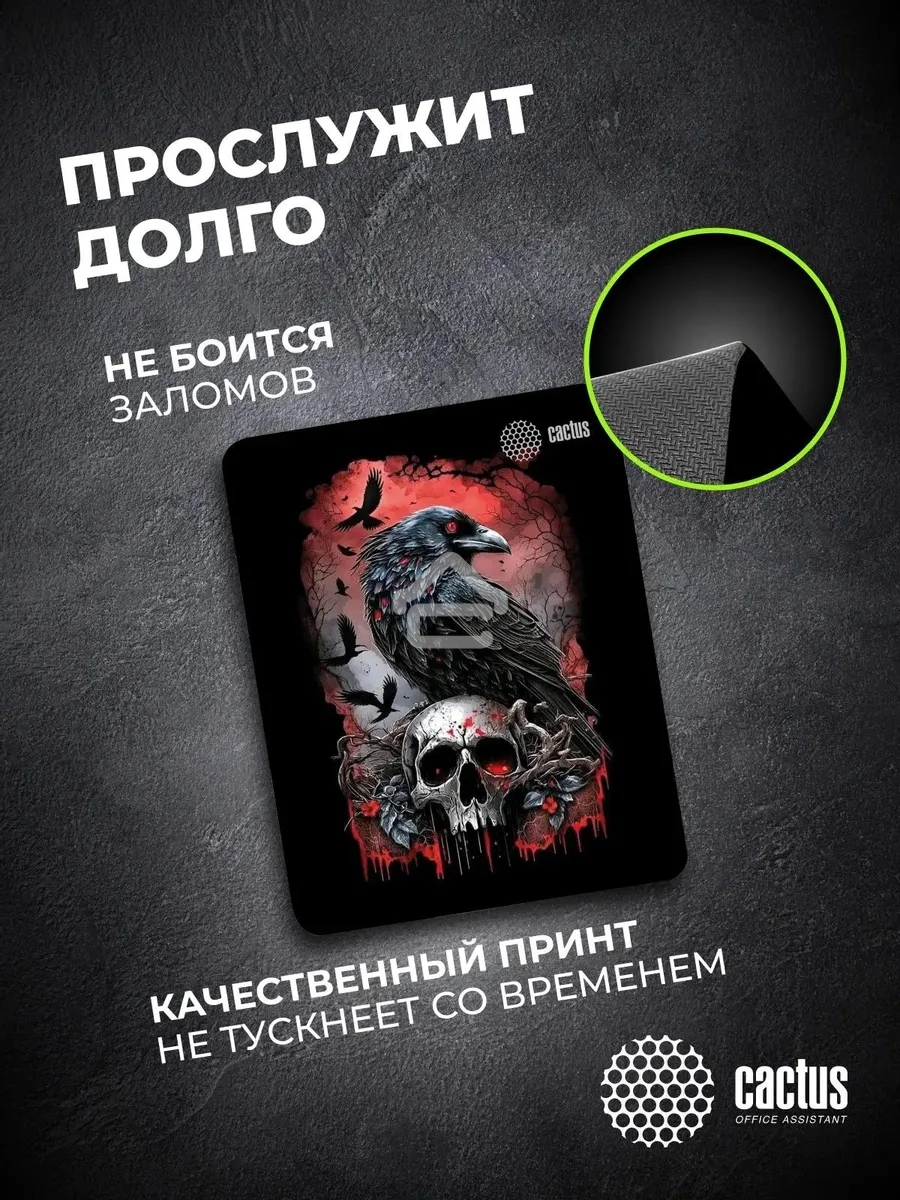 Коврик для мыши Cactus Raven 250x200x3мм (CS-MP-D14S)