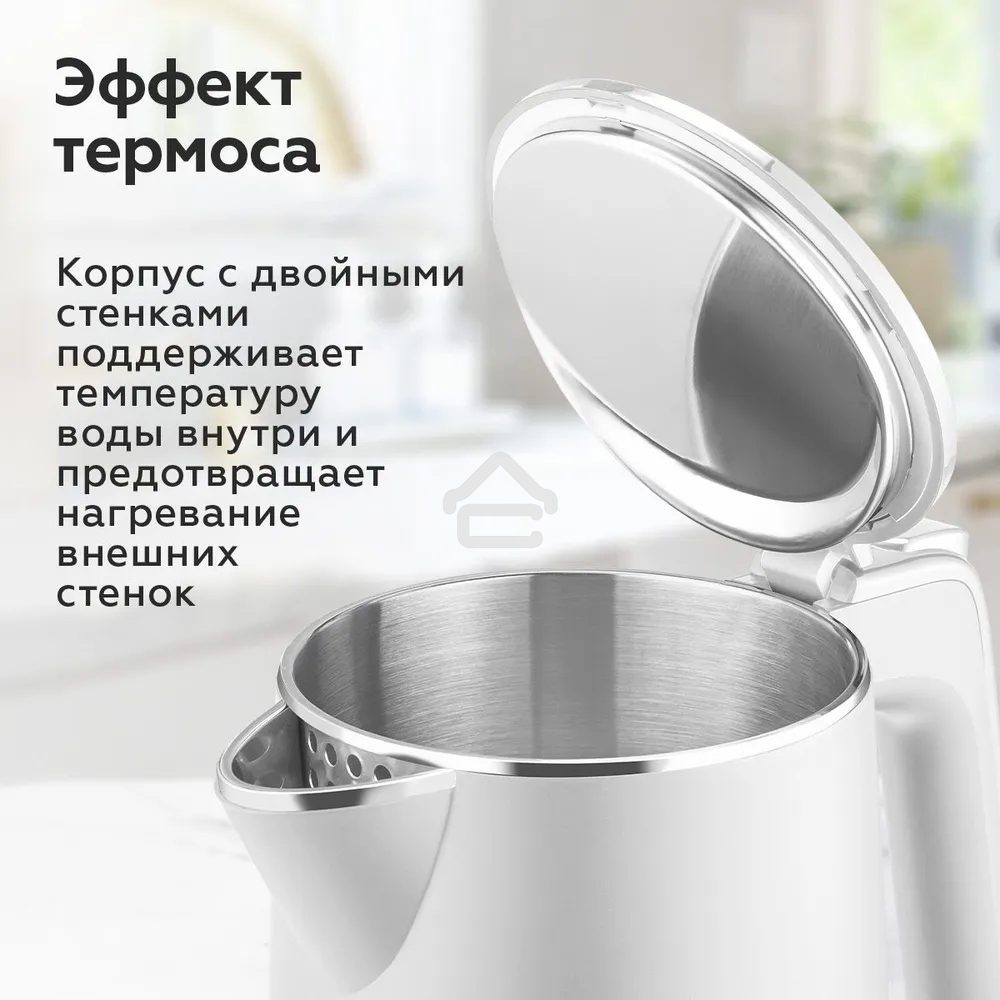Чайник BQ KT1716P белый. Мощность:1800 Вт, Объем 1л