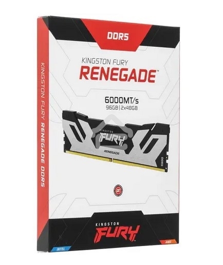 Оперативная память Kingston Fury Renegade Silver, DDR5, 96Gb (2x48GB), 6000MHz, CL32, DIMM, с радиаторами, серебристый/черный