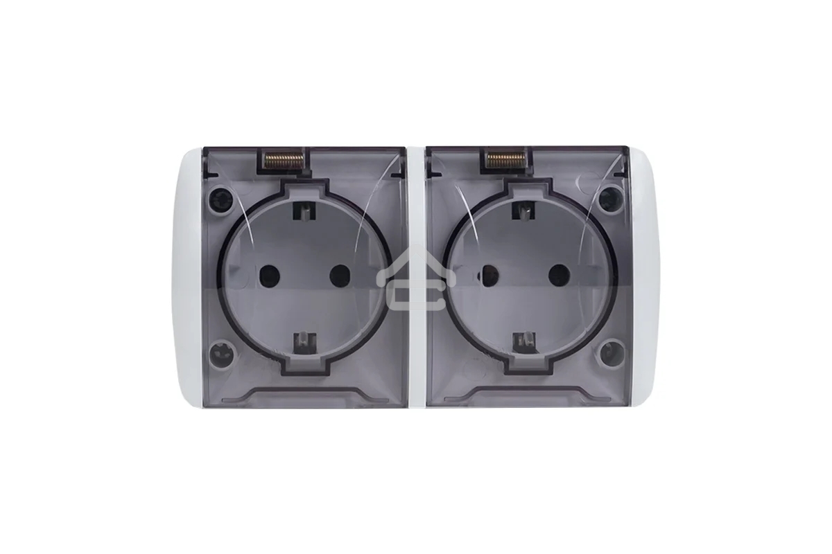 Розетка EKF EQR16-129-30-54-T PROxima Владивосток 2-местная 16А с заземлением с прозрачной крышкой IP54