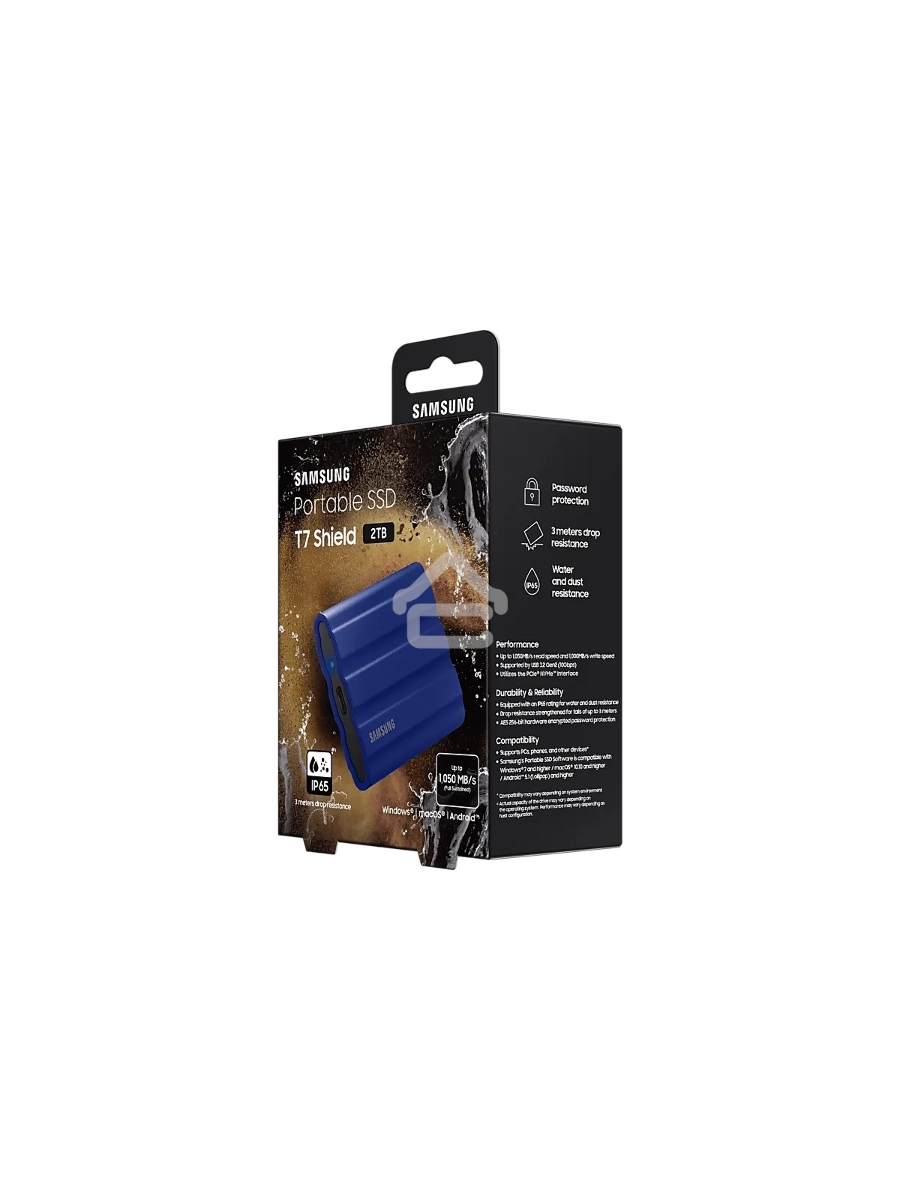 Накопитель SSD Samsung T7 Shield MU-PE1T0R/WW, USB3.2, 1ТБ, синий