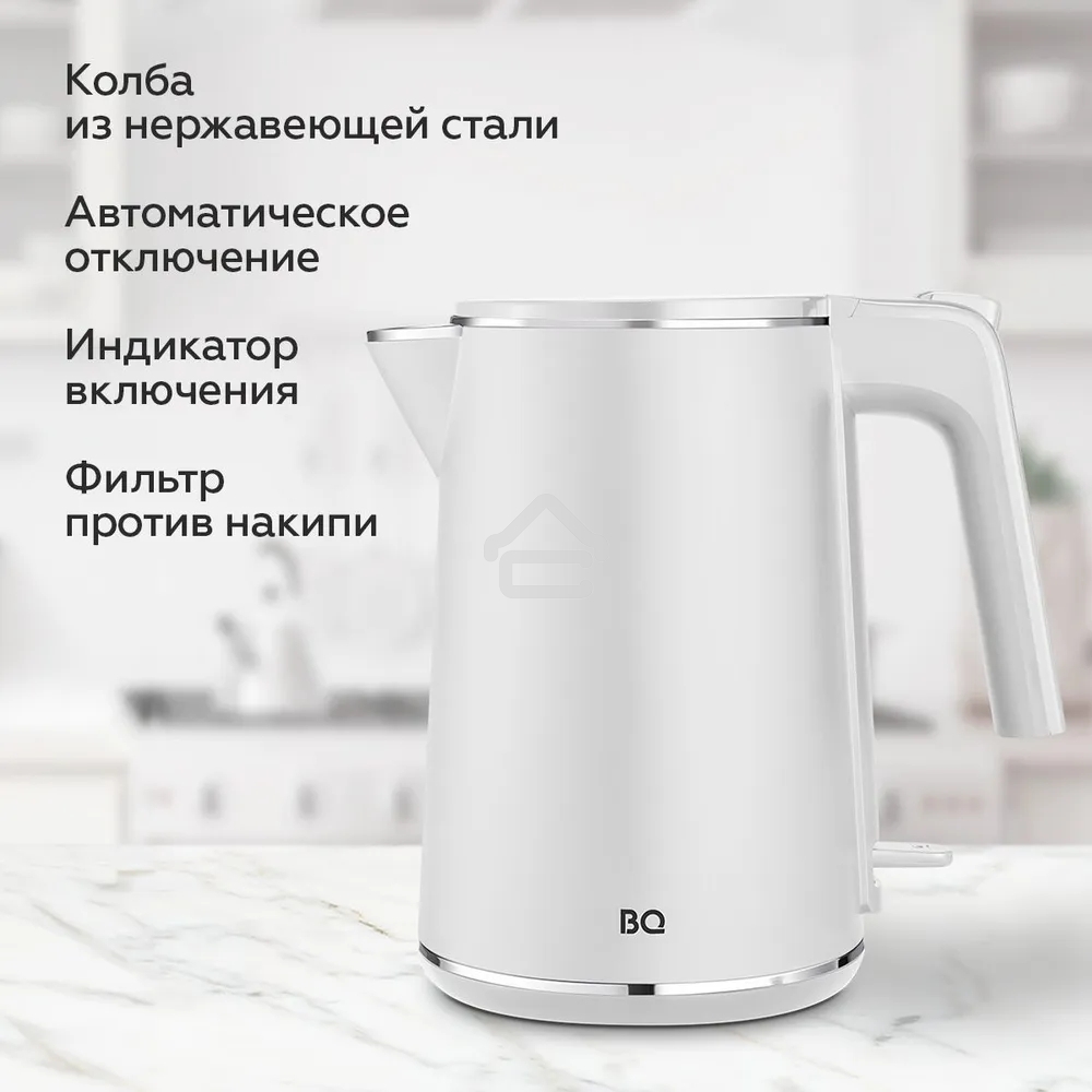 Чайник BQ KT1716P белый. Мощность:1800 Вт, Объем 1л