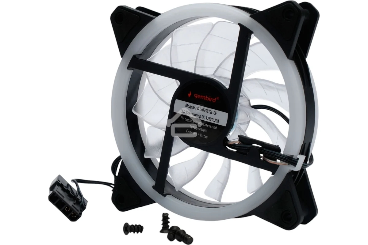 Вентилятор для корпуса Gembird D12025S12L-CF черный, 120 мм, 1200 об/мин, 20.5 дБ, 3 pin