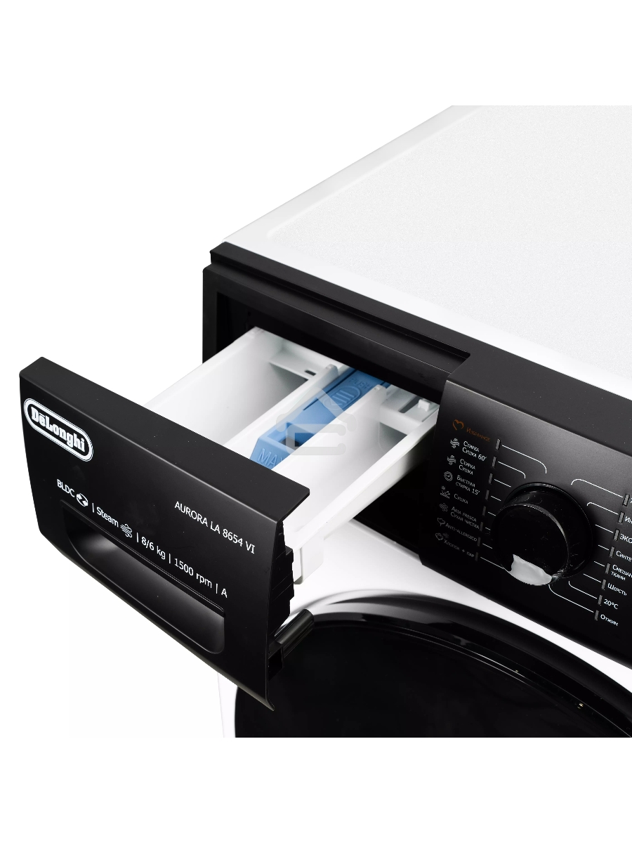 Стирально-сушильная машина DeLonghi AURORA LA 8654 VI белый, загрузка фронтальная 8 кг, 1500 об/мин., класс: А