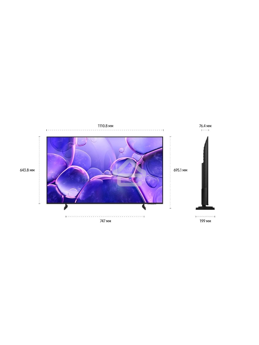 Телевизор ЖК 50'' Samsung Ultra HD, Tizen Smart TV, Wi-Fi, Voice, DVB-T2/C/S2, Bluetooth, CI+(1.4), 20W, OTS Lite, 3HDMI, 2USB, BLACK 2025