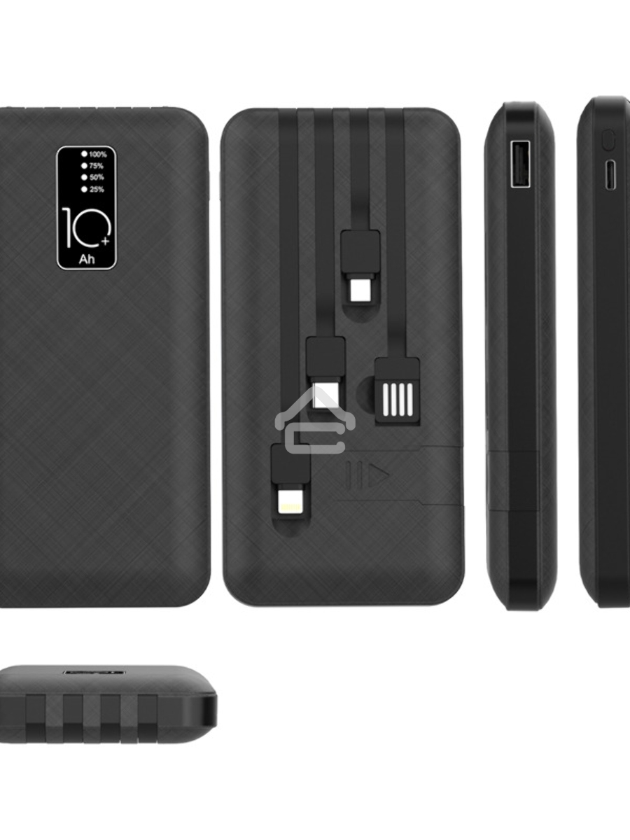 Портативное зарядное устройство Rexant Power Bank (аккумуляторная батарея) 10000 mAh, черное