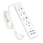 Сетевой фильтр Cablexpert Exnovo EXN-4-U4-W-2, 4р, 16А, 4хUSB, 3.4A, 2м, ур.защиты 4+, белый, коробка