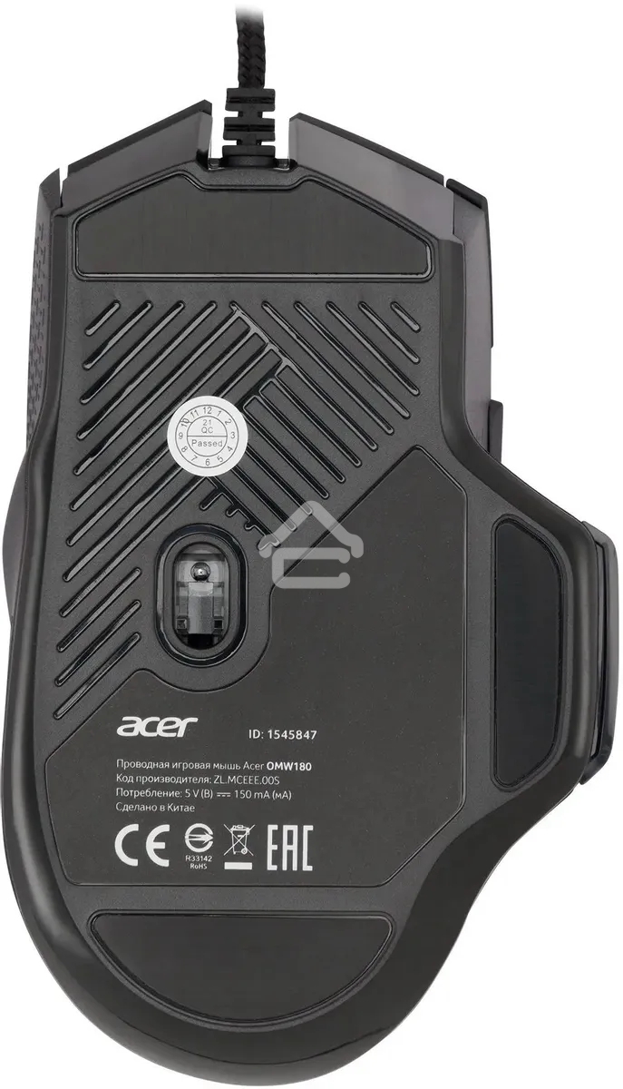 Мышь проводная Acer OMW180 черный, 6400 dpi, USB, кнопки - 9