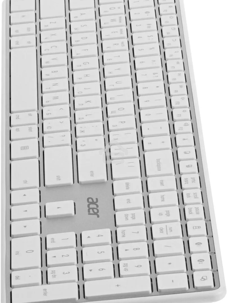 Клавиатура Acer OKR301 (ZL.KBDEE.015) беспроводная, USB, Bluetooth/Радиоканал, белый/серебристый