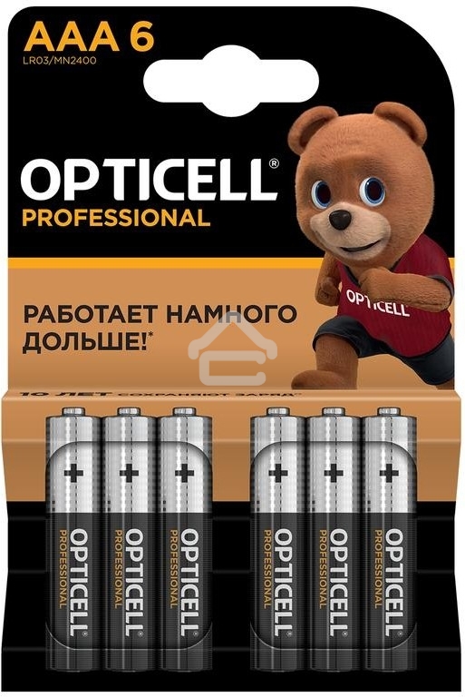 Элемент питания алкалиновый AAA/LR03 (блист. 6шт) Professional Opticell 5052004