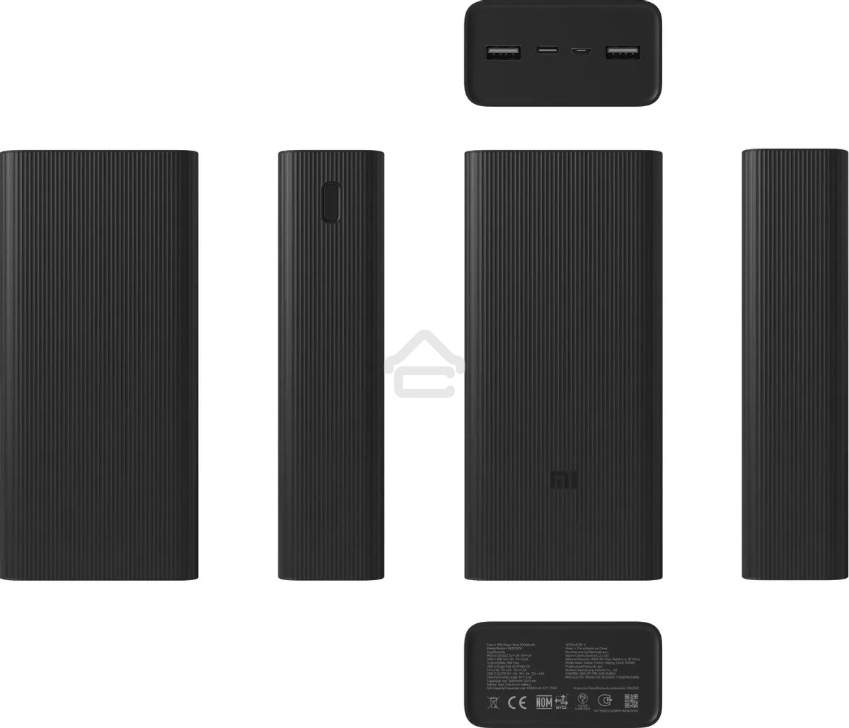 Мобильный аккумулятор Xiaomi BHR9126GL 30000mAh 18W 2.6A 2xUSB-A/USB-C черный