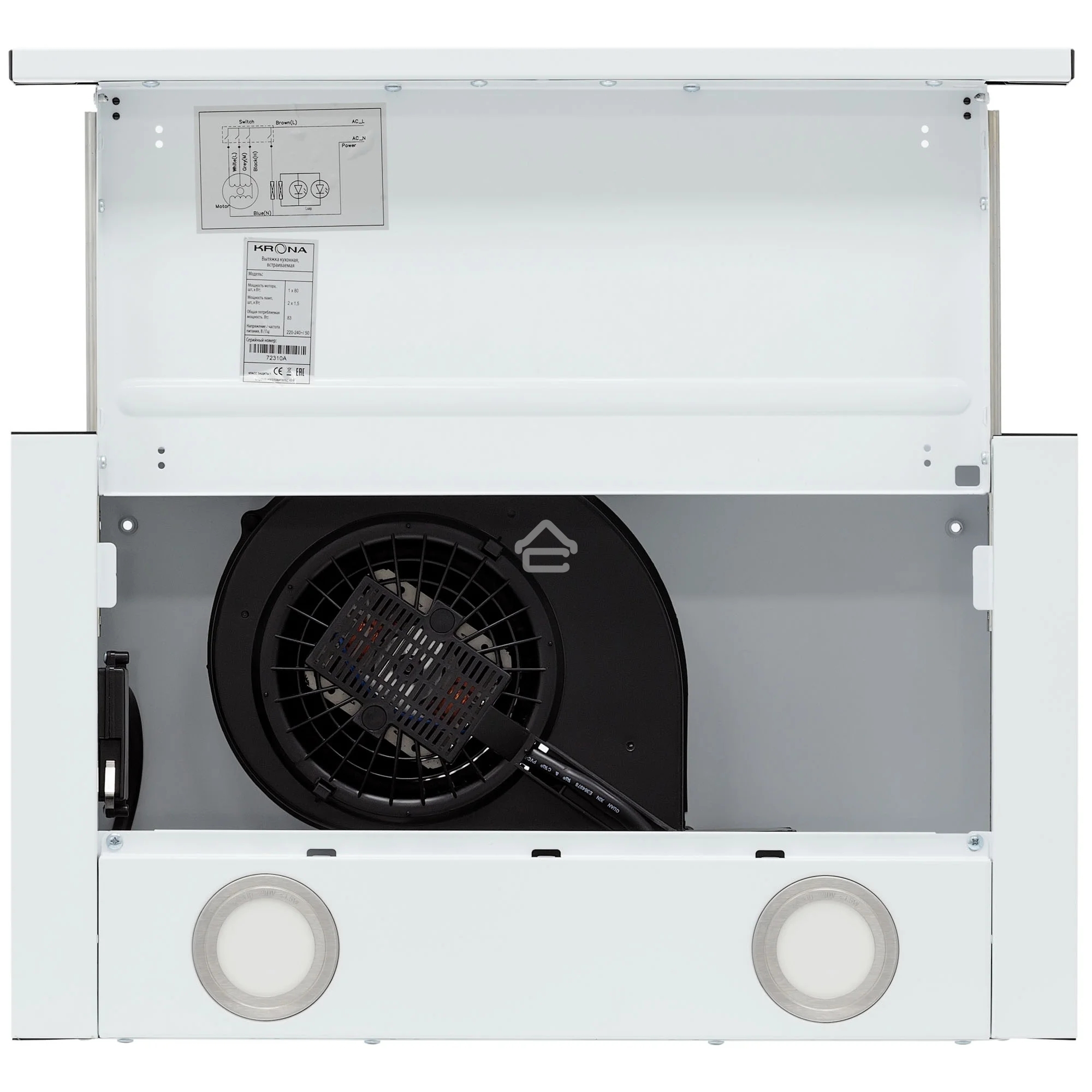 Вытяжка встраиваемая Krona Kamilla T 500 белый/серый, 50 см, 500 куб. м/ч, 46 дБ