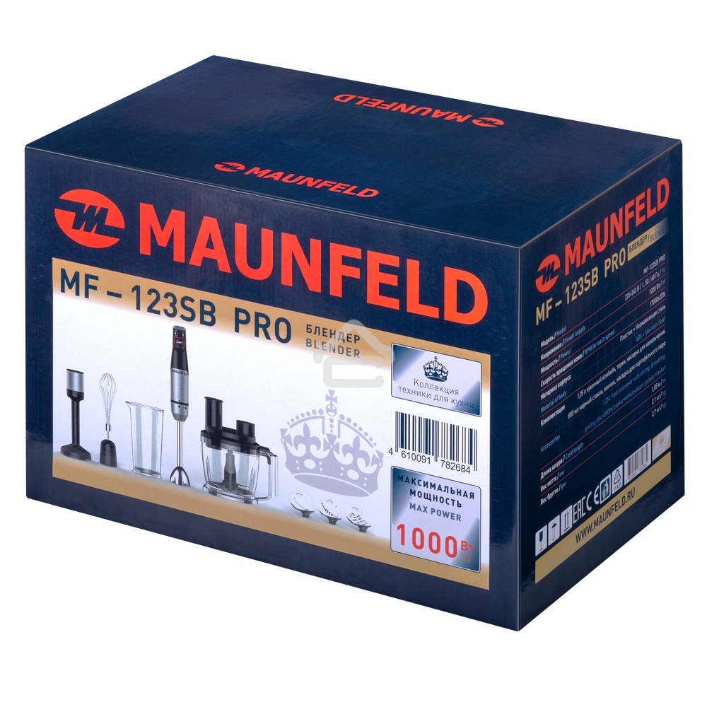 Блендер погружной Maunfeld MF-123SB PRO черный, 1000 Вт