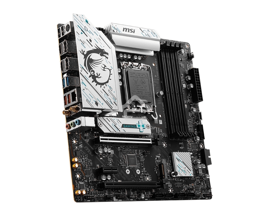 Материнская плата MSI B760M GAMING PLUS WIFI, LGA 1700, Intel B760, 4xDIMM DDR5, 4xSATA, 2xM.2, 1xPCI-E 4.0 x16, 1xPCI-E 3.0 x1, 2xHDMI, 2xDP, 1x 2.5Gb LAN, 2xUSB-A 3.2 Gen 2, 4xUSB 2.0, Micro-ATX