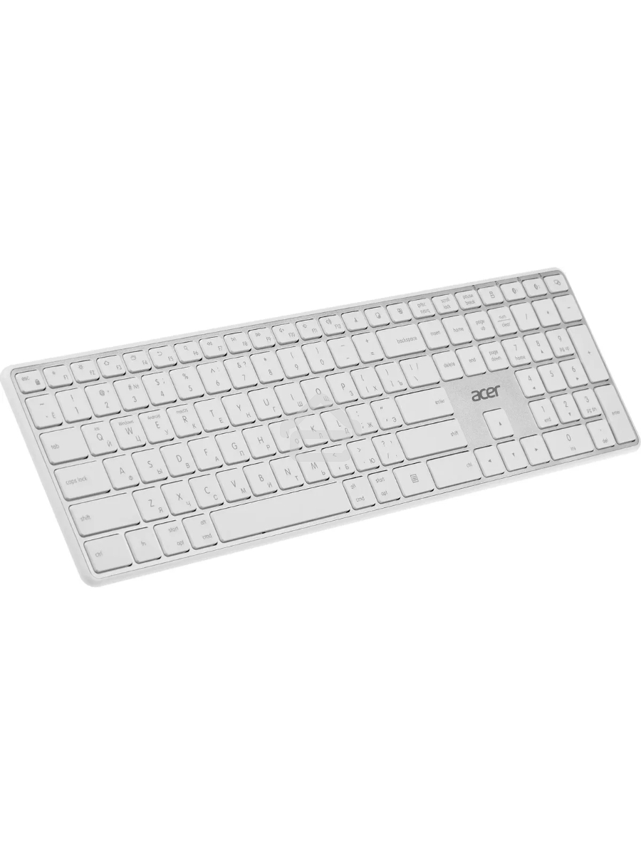 Клавиатура Acer OKR301 (ZL.KBDEE.015) беспроводная, USB, Bluetooth/Радиоканал, белый/серебристый