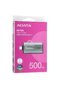 Твердотельный диск A-DATA External SC750 серый SC750-500G-CCBK 500GB USB 3.2 Gen 2 Type-C, [R/W -1050/1000 MB/s]