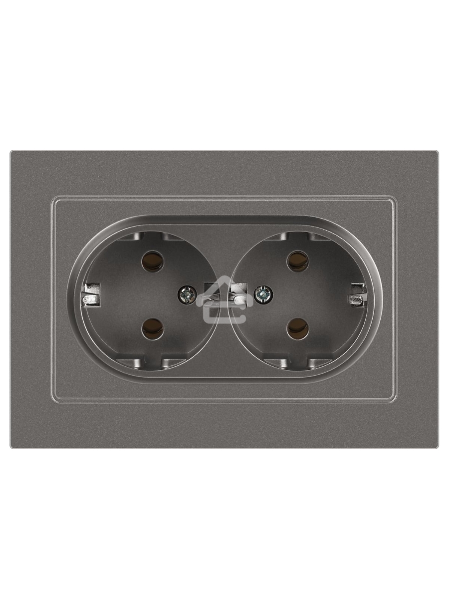 Розетка Intro Accent 6-205-09 двойн. 2X2P+E Schuko 16А-250В IP20 СУ AL/CU титан Б0063500