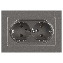 Розетка Intro Accent 6-205-09 двойн. 2X2P+E Schuko 16А-250В IP20 СУ AL/CU титан Б0063500