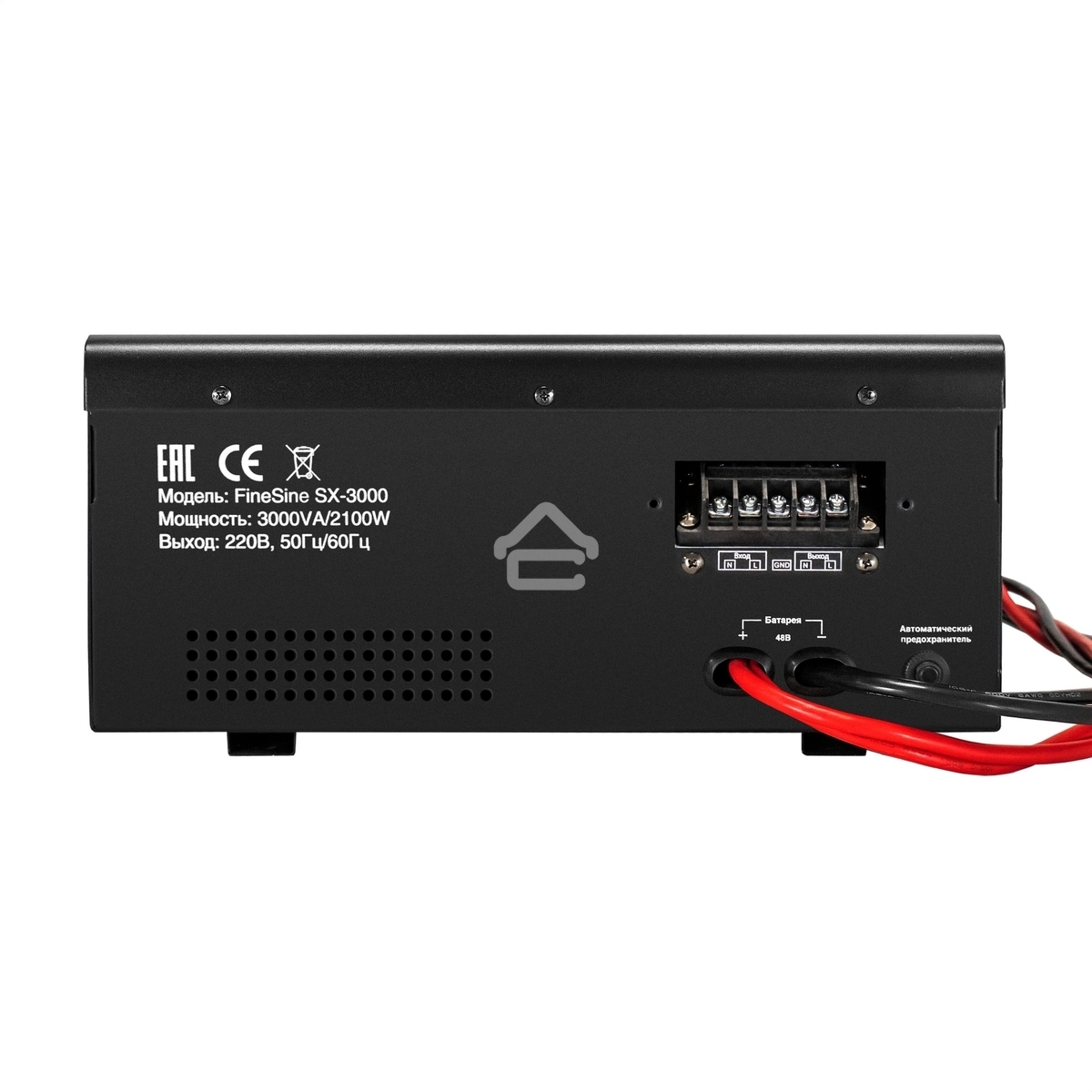 Комплект источника бесперебойного питания Exegate EX296003RUS + батарея 45Aч EX285666RUS 4шт (инвертор, синус, для котла, настенный) ExeGate FineSine SX-3000.LCD.AVR.2SH.T <3000VA/2100W, чистая синусоида, цветной LCD-дисплей, AVR, 2*Schuko+клеммы, линейно