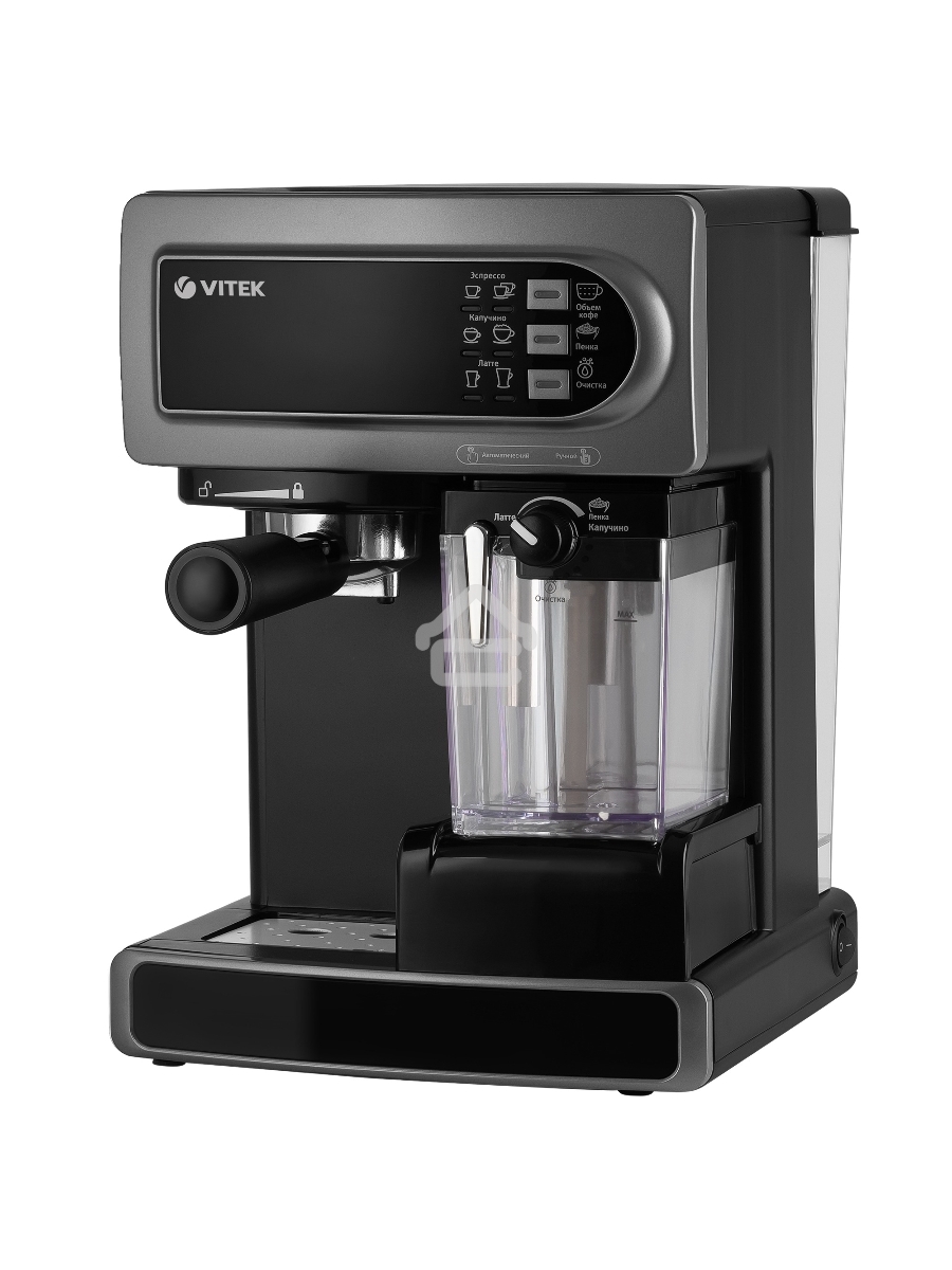 Кофеварка рожковая Vitek Midnight VT-8490 черный/серебристый 1,65 л 1238Вт 15 бар