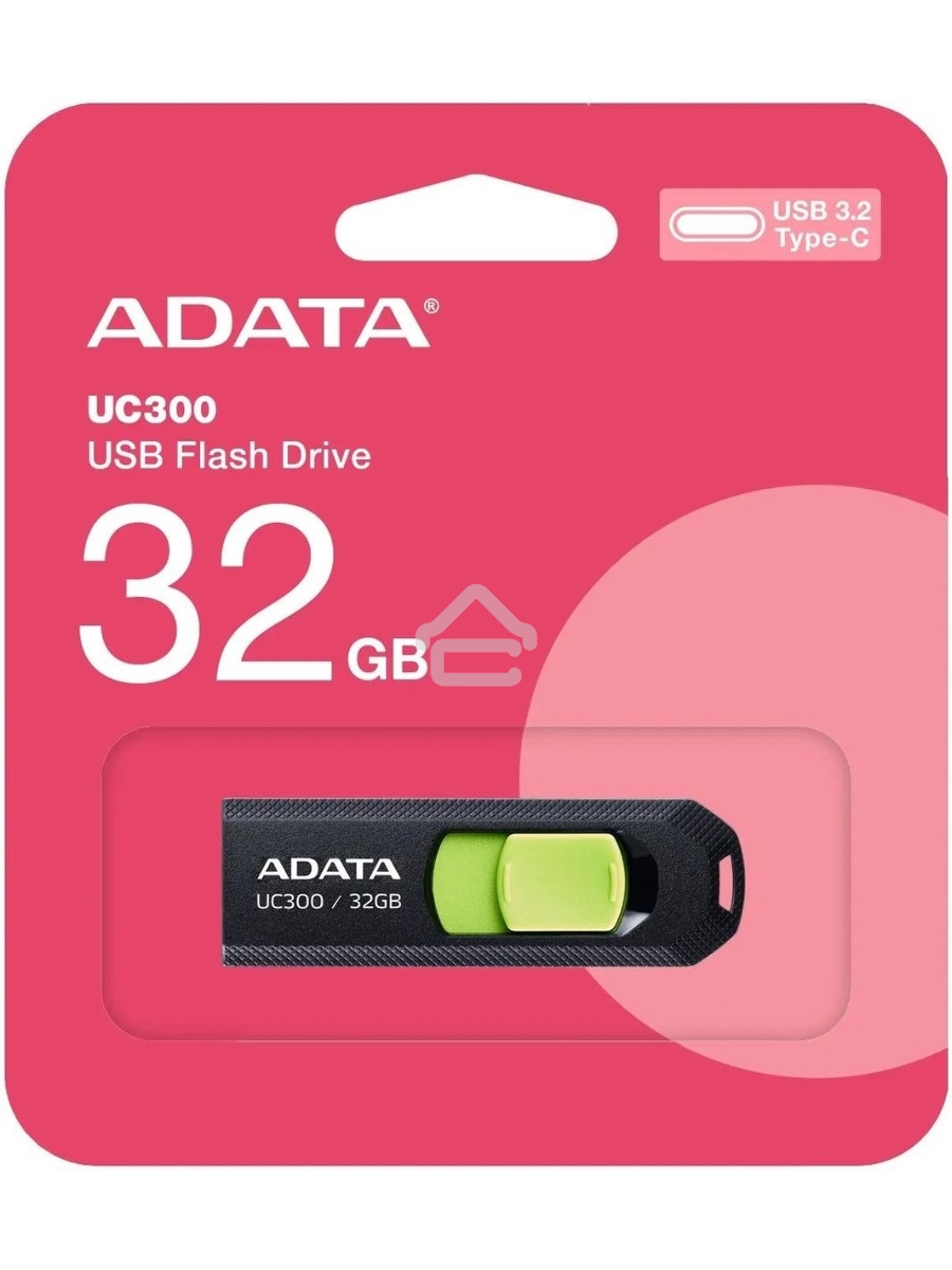 Флеш диск A-Data 32Gb Type-C UC300 ACHO-UC300-32G-RBK/GN USB3.2 черный/зеленый