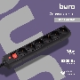 Сетевой фильтр Buro 600SH-1.8-B 1.8м (6 розеток) черный (коробка)