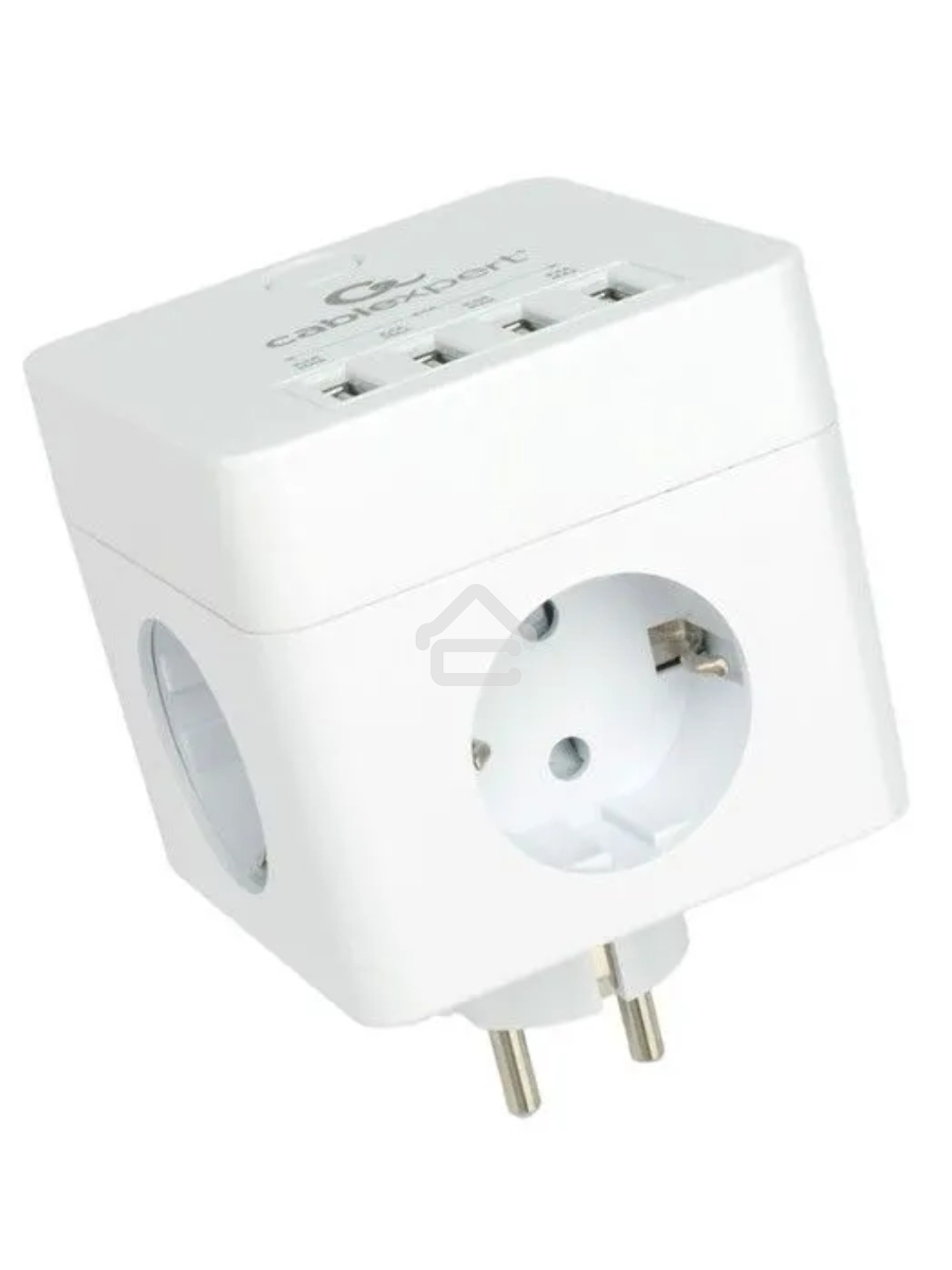 Сетевой фильтр Cablexpert Cube CUBE-4-U4-W, 4 р, 16А, 4хUSB, ур.защиты 2+, белый, коробка