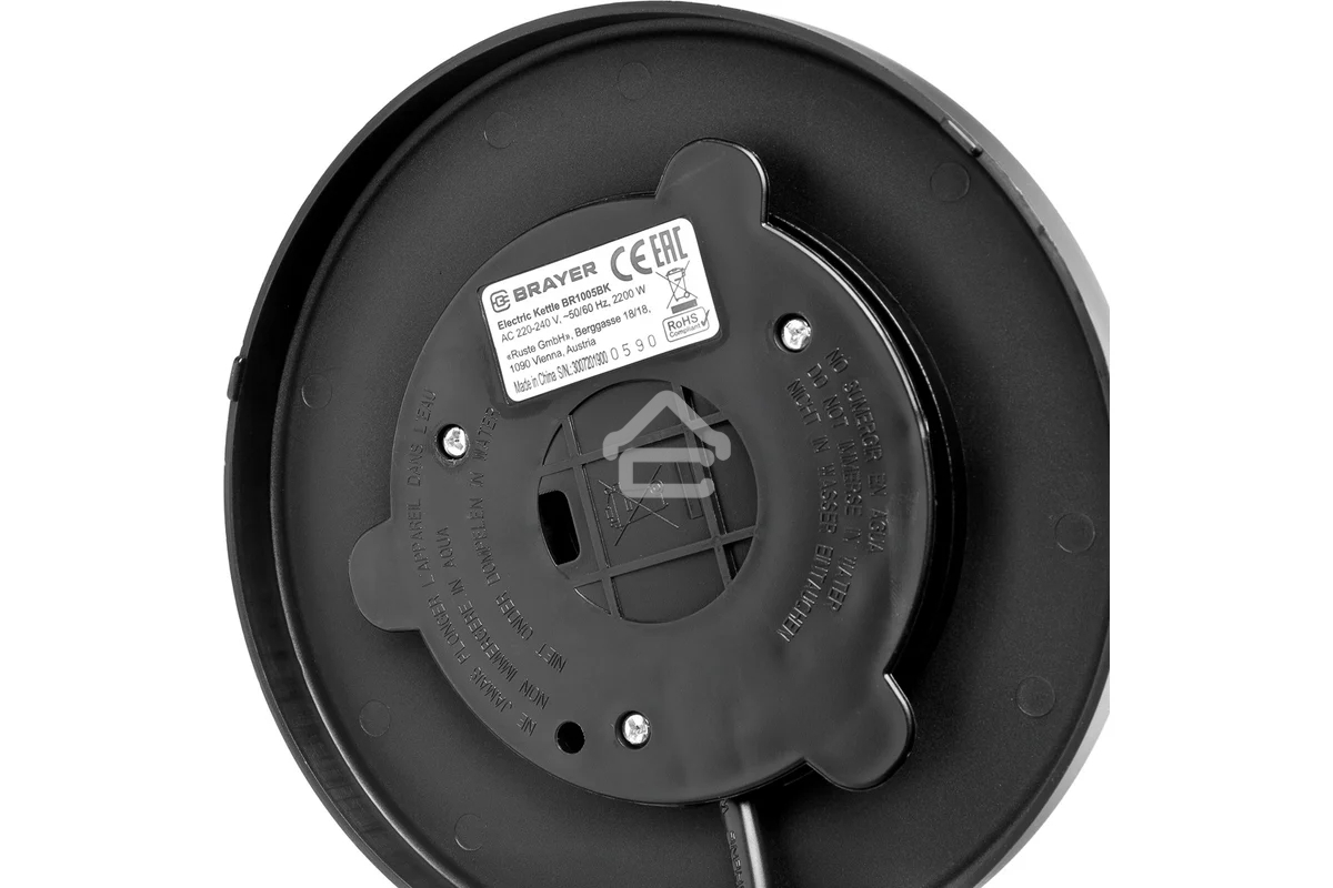 Чайник электрический BRAYER BR1005BK 2200 Вт.1.7 л, STRIX, сталь окраш, термометр, черный