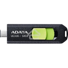 Флешка USB ADATA UC300 (ACHO-UC300-32G-RBK/GN), 32Gb, Type-C USB 3.2, R/W 100/30, черный/зеленый