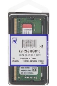 Оперативная память Kingston ValueRAM, DDR4, 16GB (1x16GB), 2666MHz, CL19, SO-DIMM