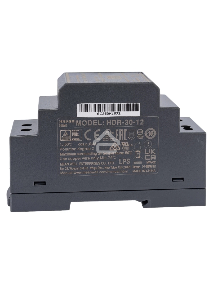 Блок питания MeanWell HDR-30-12 12В, 2А, 24Вт