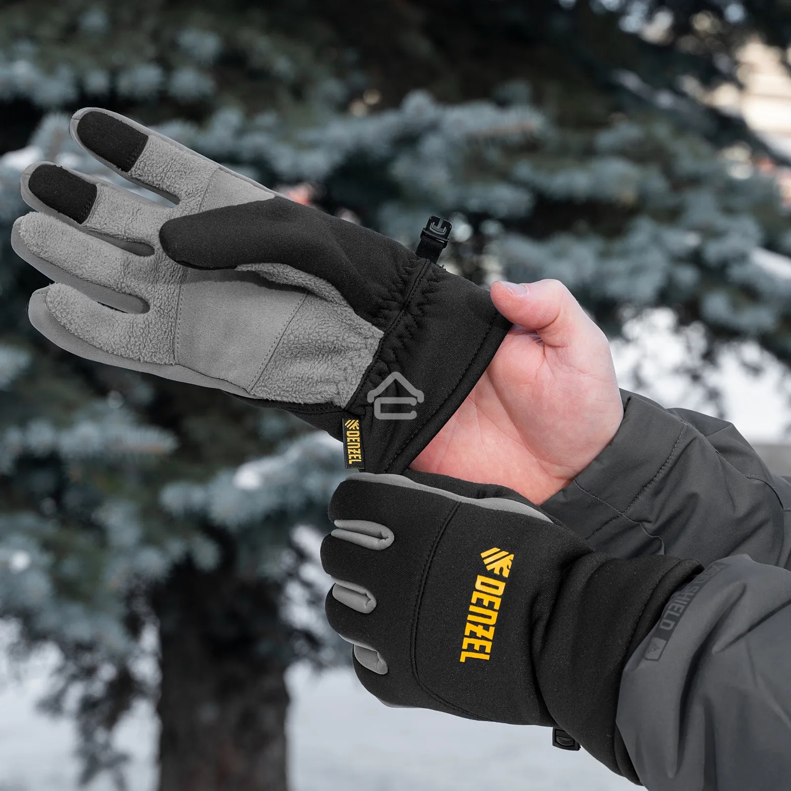 Перчатки универсальные Denzel 68086 искусственный мех, работа с сенсорным экраном, размер 8