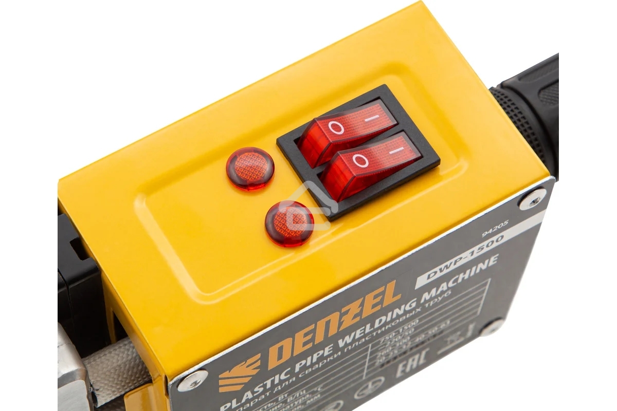 Аппарат для сварки пластиковых труб Denzel DWP-1500 1500Вт 260-300С компл насадок 20-63мм