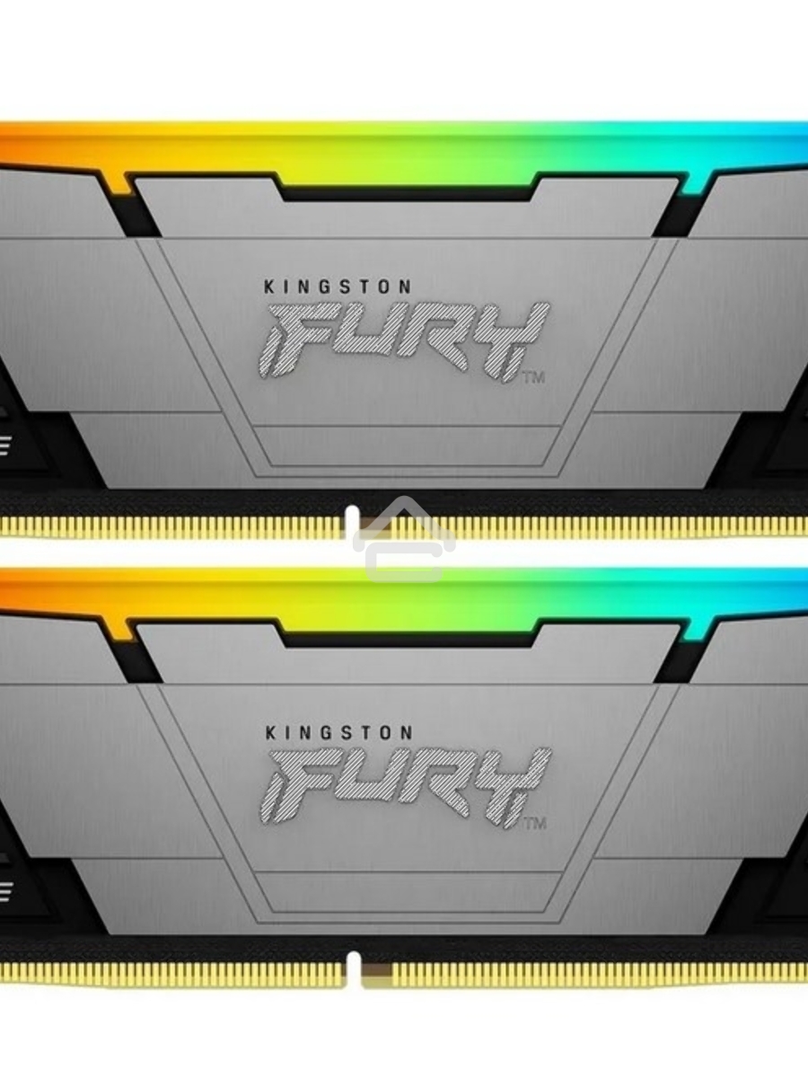Оперативная память Kingston Fury Renegade, DDR4, 64GB (2x32GB), 3600MHz, CL18, DIMM, радиатор, RGB, чёрный/серебристый