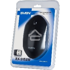 Мышь беспроводная SVEN RX-515SW черный, 1600 dpi, радиоканал, USB, кнопки - 4