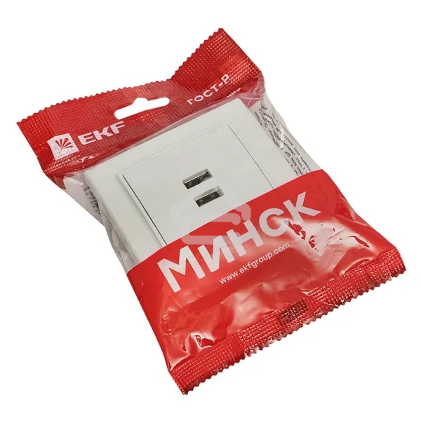 Розетка EKF ERR-2USB-100 Минск USB 2-местная СП 2,1А белая