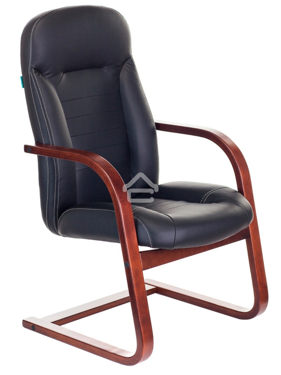 Кресло компьютерное Бюрократ T-9923WALNUT-AV/BL черный, кожа, низкая спинка