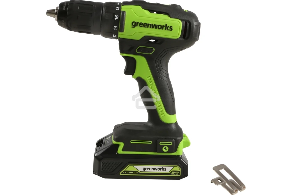 Дрель-шуруповерт GREENWORKS 3704007UA, Аккумуляторная, 24В